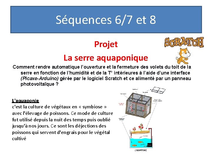 Séquences 6/7 et 8 Projet La serre aquaponique Comment rendre automatique l’ouverture et la