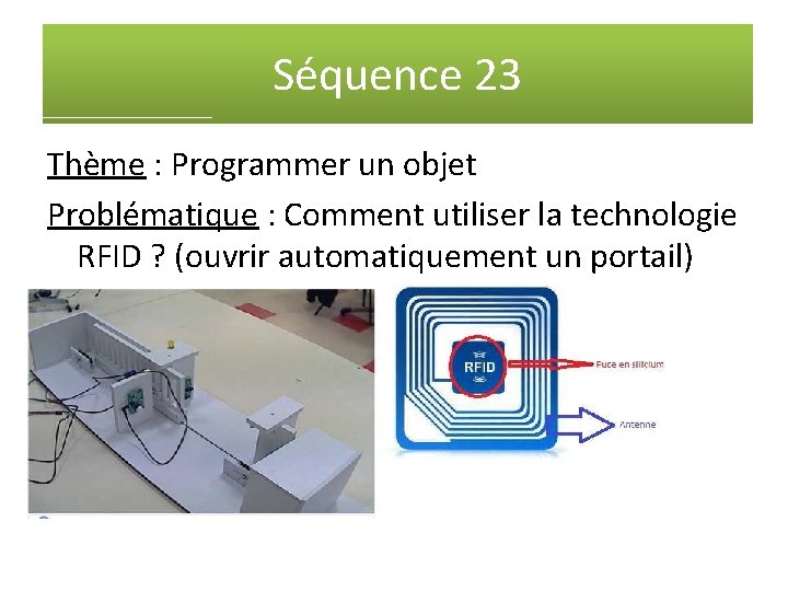 Séquence 23 Thème : Programmer un objet Problématique : Comment utiliser la technologie RFID