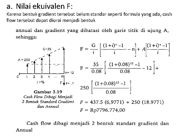 a. Nilai ekuivalen F: Karena bentuk gradient tersebut belum standar seperti formula yang ada,