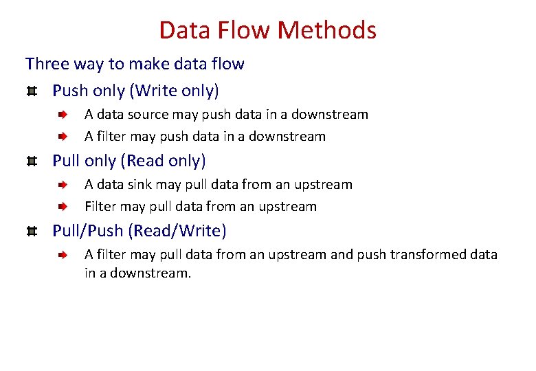 Data Flow Methods Three way to make data flow Push only (Write only) A Data Flow Methods Three way to make data flow Push only (Write only) A
