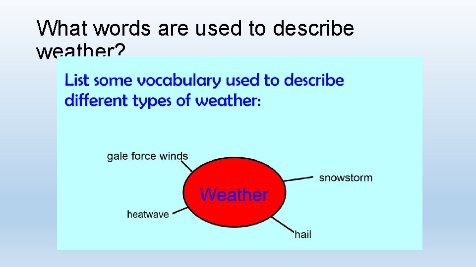 What words are used to describe weather? 