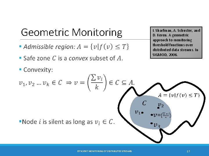 Geometric Monitoring EFFICIENT MONITORING OF DISTRIBUTED STREAMS I. Sharfman, A. Schuster, and D. Keren.