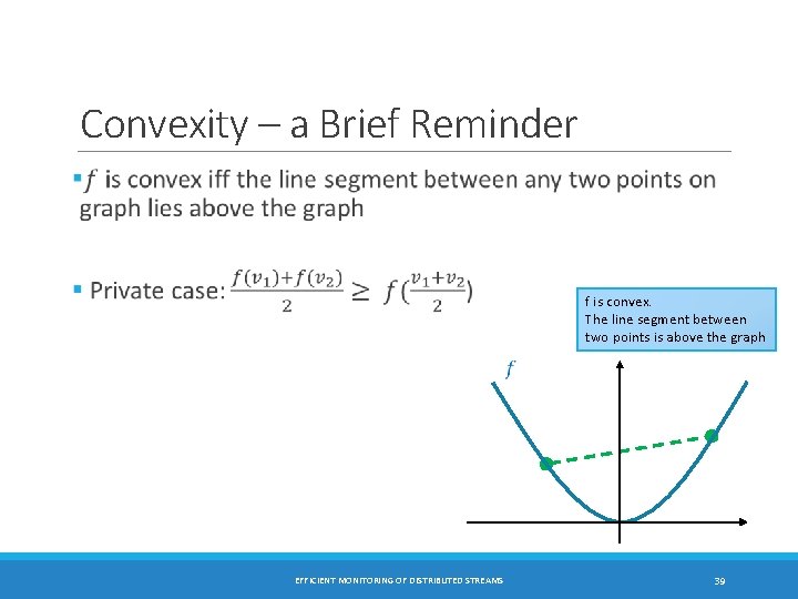 Convexity – a Brief Reminder f is convex. The line segment between two points