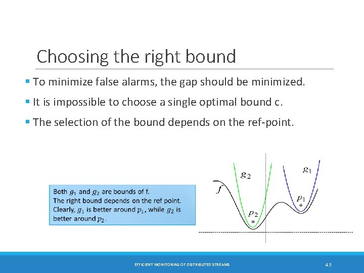 Choosing the right bound § To minimize false alarms, the gap should be minimized.