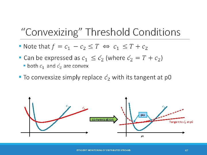 “Convexizing” Threshold Conditions gap convexization p 0 EFFICIENT MONITORING OF DISTRIBUTED STREAMS 47 