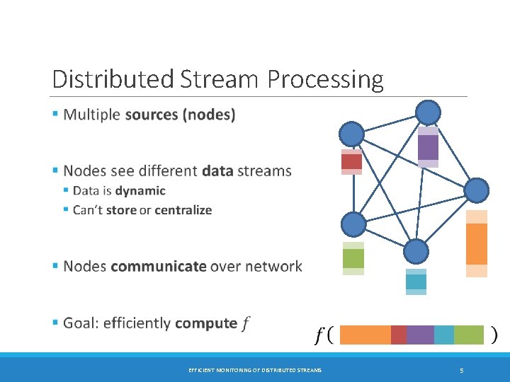 Distributed Stream Processing EFFICIENT MONITORING OF DISTRIBUTED STREAMS 5 