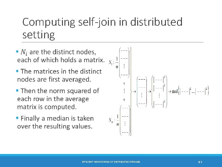 Computing self-join in distributed setting EFFICIENT MONITORING OF DISTRIBUTED STREAMS 83 