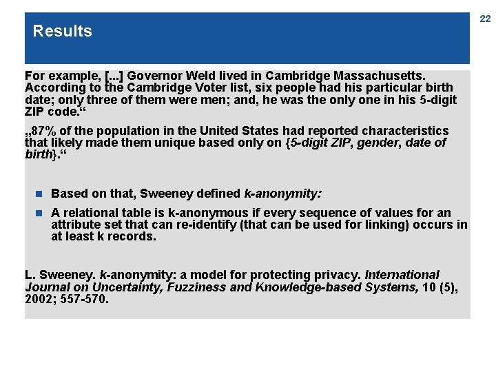 Results For example, [. . . ] Governor Weld lived in Cambridge Massachusetts. According