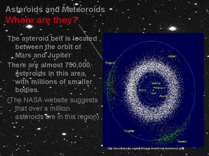 Asteroids and Meteoroids Where are they? The asteroid belt is located between the orbit