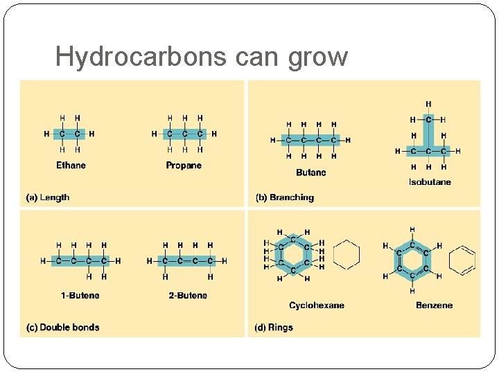 Hydrocarbons can grow Hydrocarbons can grow