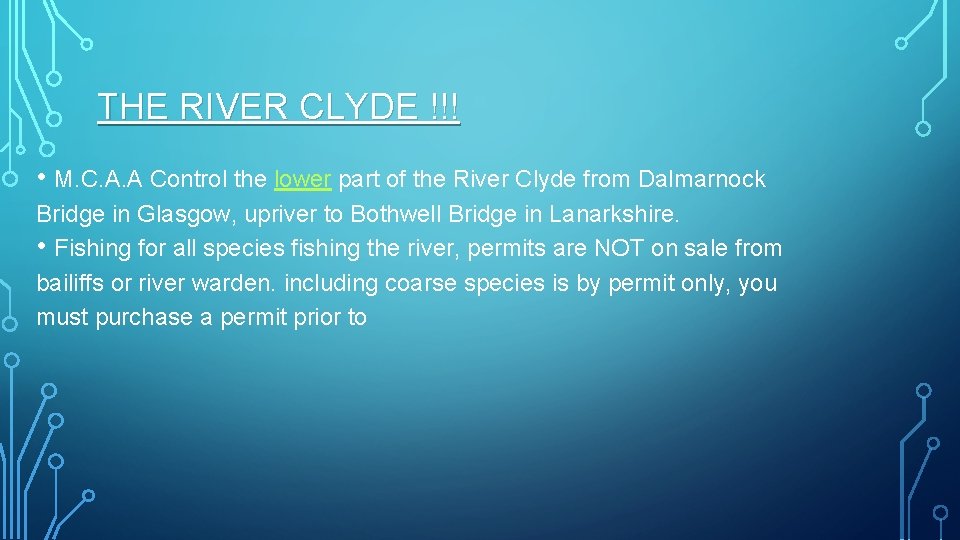 THE RIVER CLYDE !!! • M. C. A. A Control the lower part of