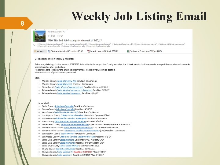 8 Weekly Job Listing Email 