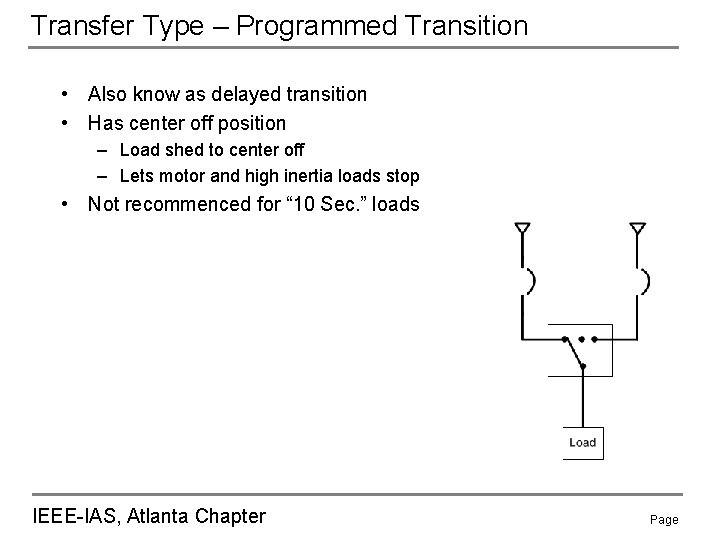 Transfer Type – Programmed Transition • Also know as delayed transition • Has center