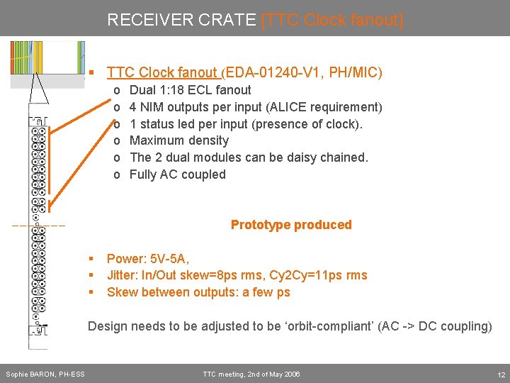RECEIVER CRATE [TTC Clock fanout] § TTC Clock fanout (EDA-01240 -V 1, PH/MIC) o