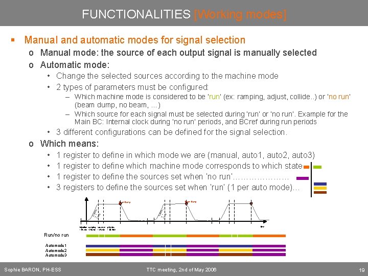 FUNCTIONALITIES [Working modes] § Manual and automatic modes for signal selection o Manual mode: