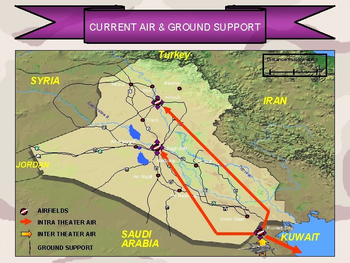 CURRENT AIR & GROUND SUPPORT Turkey SYRIA 0 Bashur Mosul 2 Kirkuk 150 IRAN