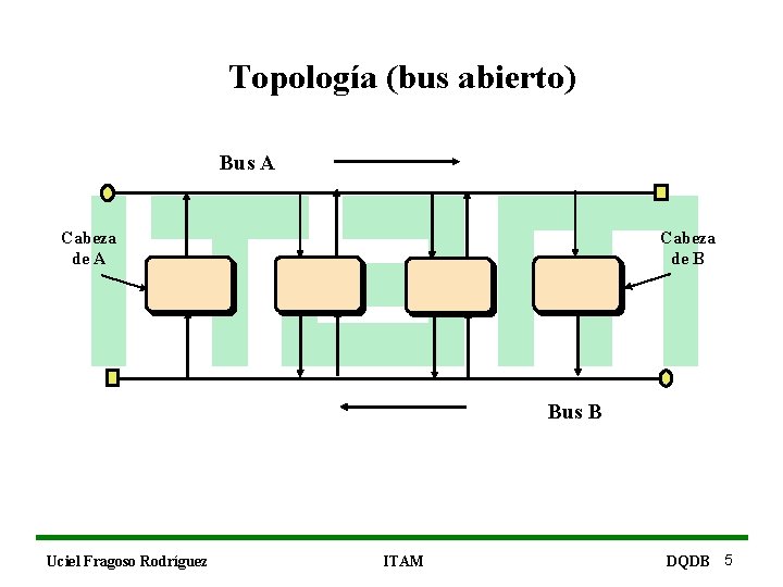 Topología (bus abierto) Bus A Cabeza de B Bus B Uciel Fragoso Rodríguez ITAM