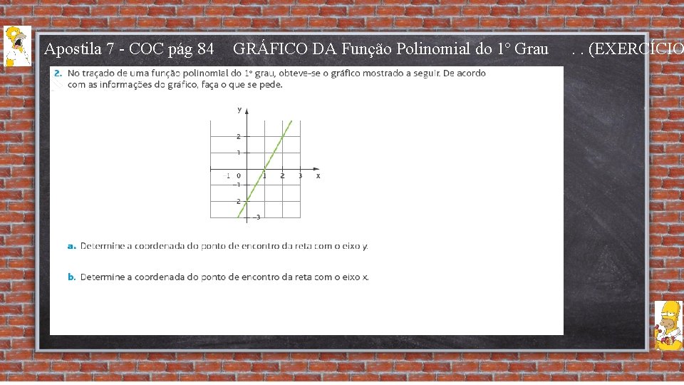 Apostila 7 - COC pág 84 GRÁFICO DA Função Polinomial do 1º Grau .