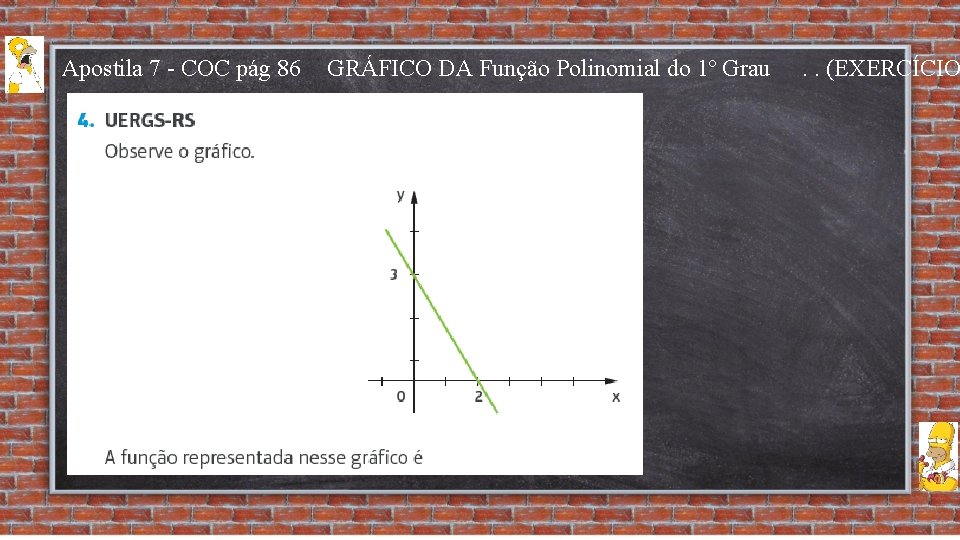 Apostila 7 - COC pág 86 GRÁFICO DA Função Polinomial do 1º Grau .