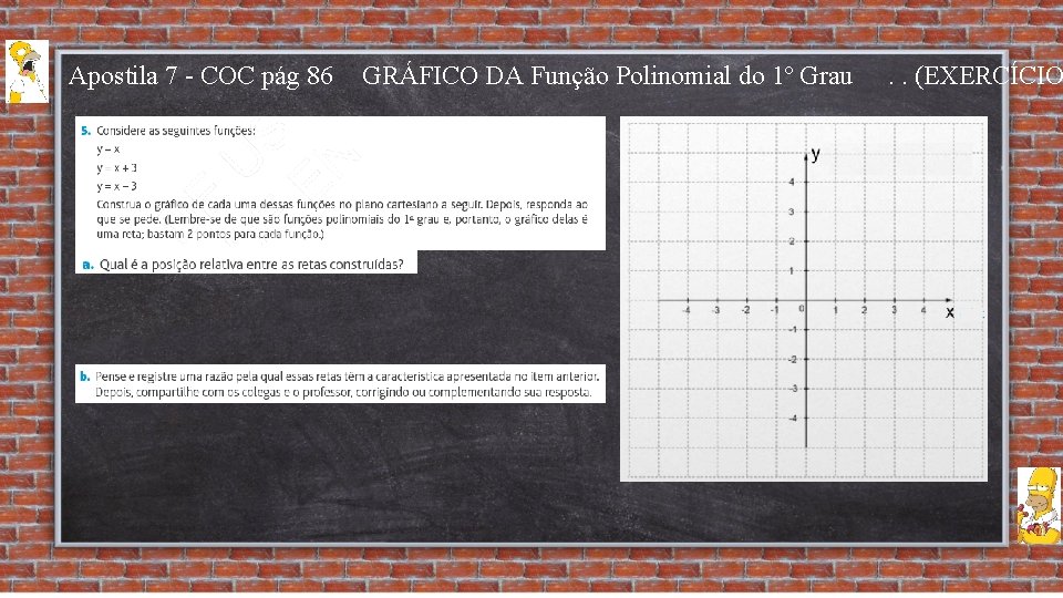 Apostila 7 - COC pág 86 GRÁFICO DA Função Polinomial do 1º Grau .