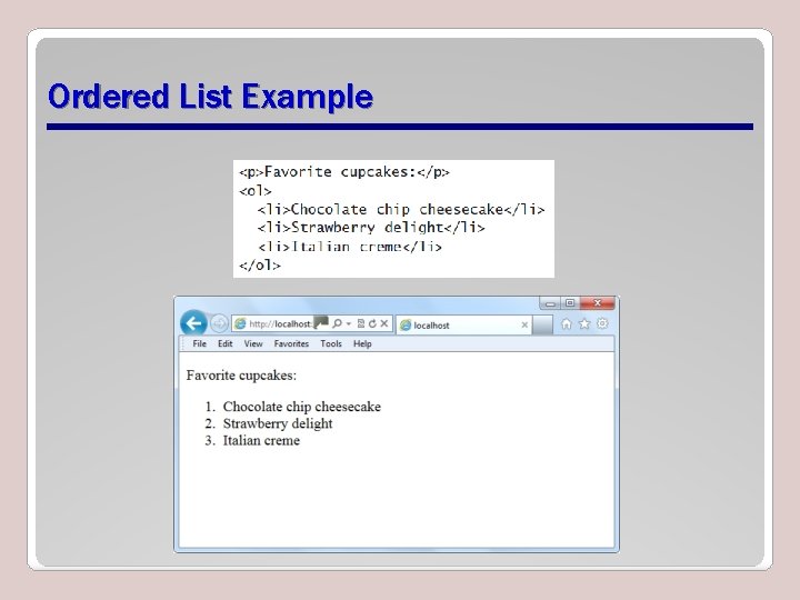 Ordered List Example 