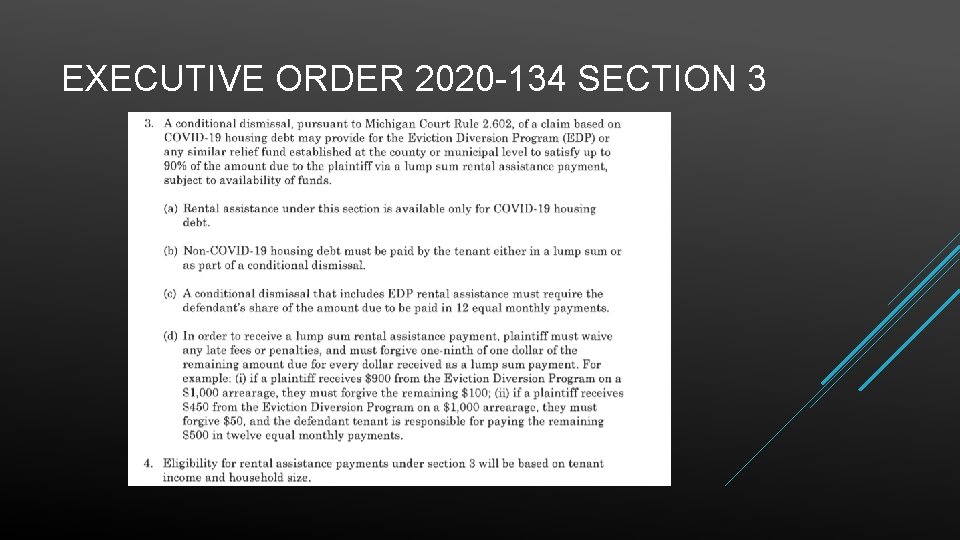 EXECUTIVE ORDER 2020 -134 SECTION 3 