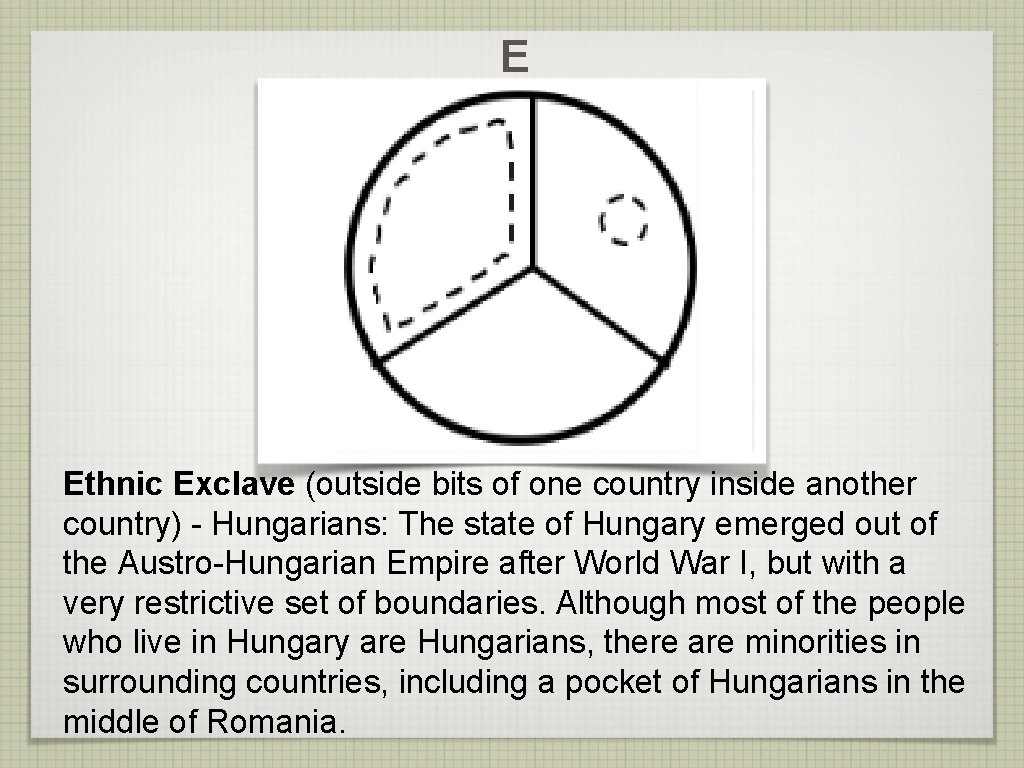 E Ethnic Exclave (outside bits of one country inside another country) - Hungarians: The
