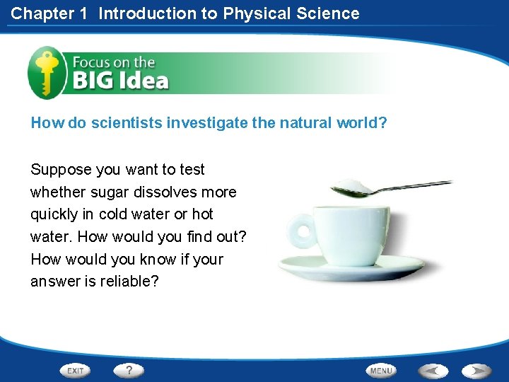 Chapter 1 Introduction to Physical Science How do scientists investigate the natural world? Suppose