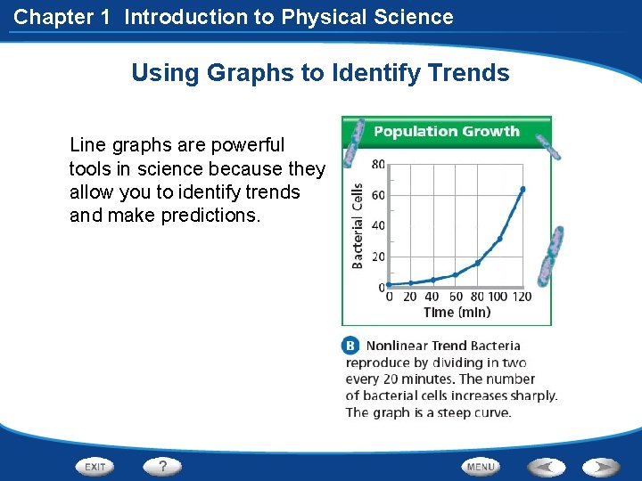 Chapter 1 Introduction to Physical Science Using Graphs to Identify Trends Line graphs are