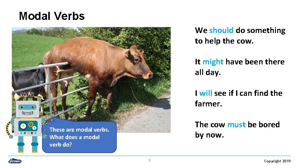 Modal Verbs We should do something to help the cow. It might have been