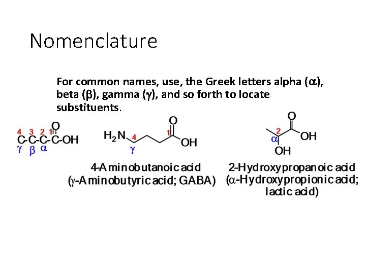 Nomenclature For common names, use, the Greek letters alpha (a), beta (b), gamma (g),