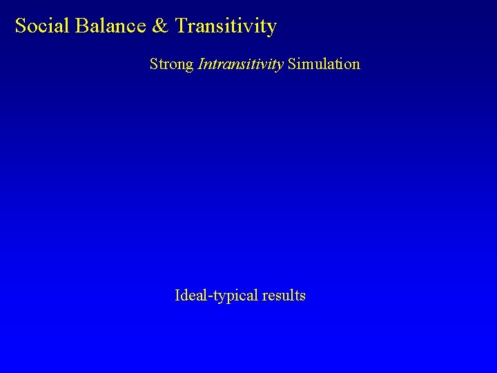 Social Balance & Transitivity Strong Intransitivity Simulation Ideal-typical results 