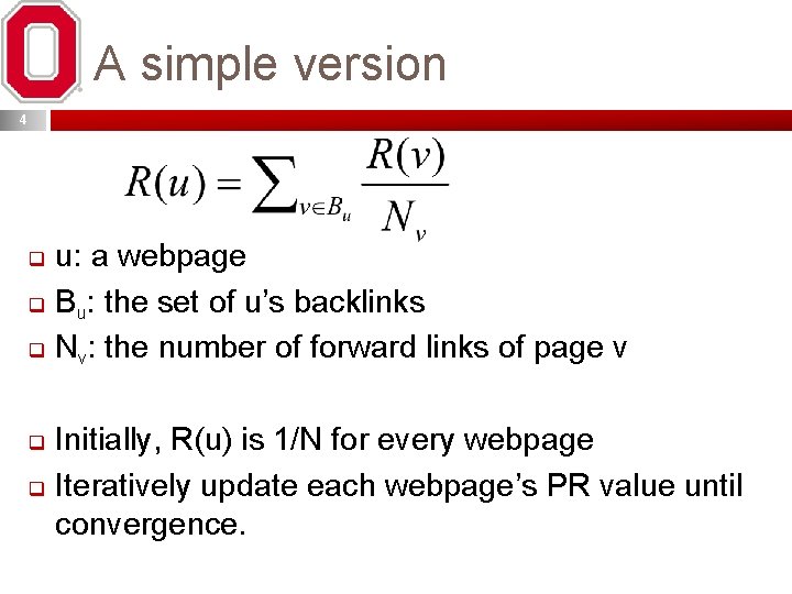 A simple version 4 q q q u: a webpage Bu: the set of