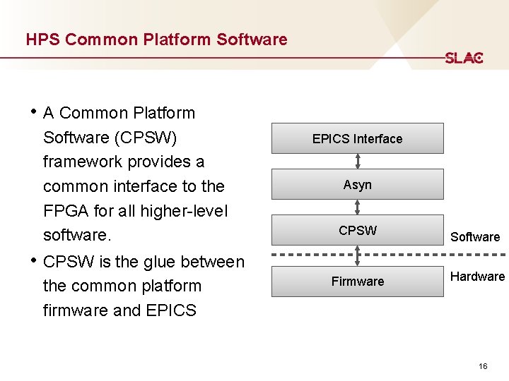 HPS Common Platform Software • A Common Platform Software (CPSW) framework provides a common