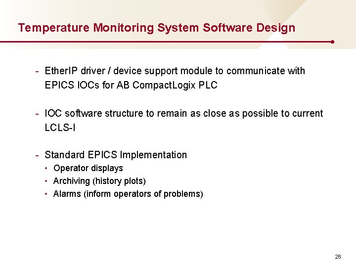 Temperature Monitoring System Software Design - Ether. IP driver / device support module to