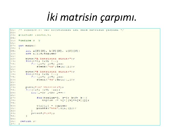 İki matrisin çarpımı. 