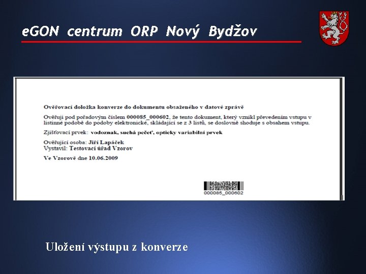 e. GON centrum ORP Nový Bydžov Uložení výstupu z konverze 