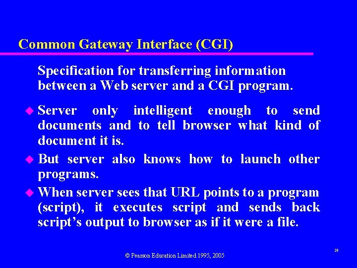 Common Gateway Interface (CGI) Specification for transferring information between a Web server and a
