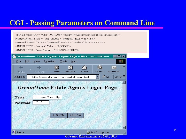CGI - Passing Parameters on Command Line 34 © Pearson Education Limited 1995, 2005