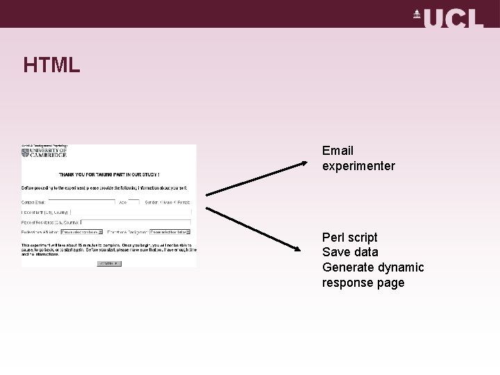 HTML Email experimenter Perl script Save data Generate dynamic response page HTML Email experimenter Perl script Save data Generate dynamic response page
