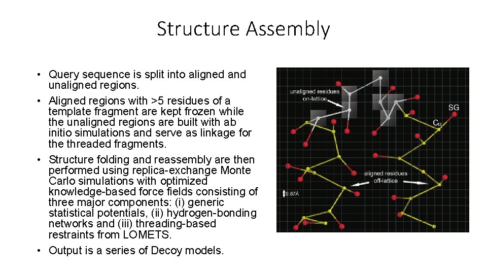 Structure Assembly • Query sequence is split into aligned and unaligned regions. • Aligned