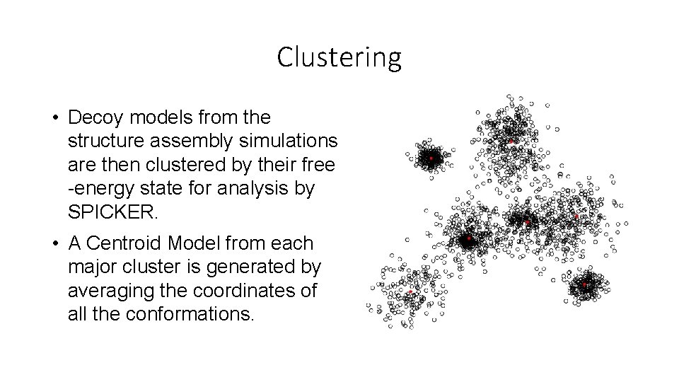 Clustering • Decoy models from the structure assembly simulations are then clustered by their