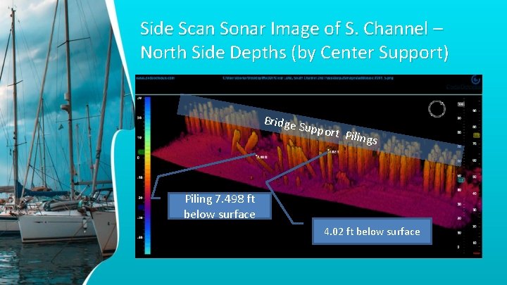 Side Scan Sonar Image of S. Channel – North Side Depths (by Center Support)
