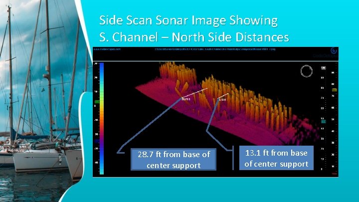 Side Scan Sonar Image Showing S. Channel – North Side Distances 28. 7 ft