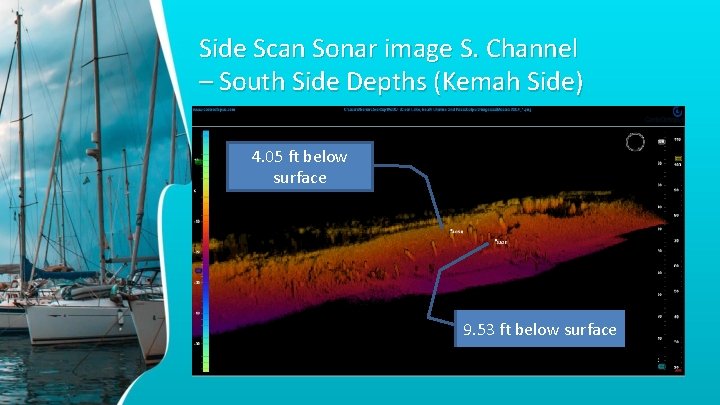 Side Scan Sonar image S. Channel – South Side Depths (Kemah Side) 4. 05