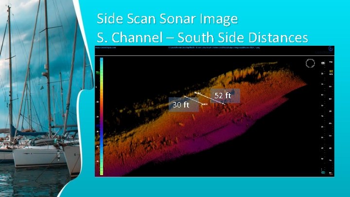 Side Scan Sonar Image S. Channel – South Side Distances 30 ft 52 ft
