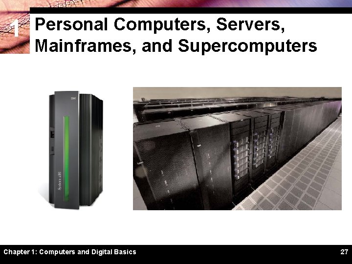 1 Personal Computers, Servers, Mainframes, and Supercomputers Chapter 1: Computers and Digital Basics 27
