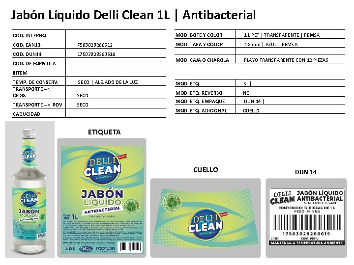 Jabón Líquido Delli Clean 1 L | Antibacterial COD. INTERNO COD. EAN 13 7503028280612