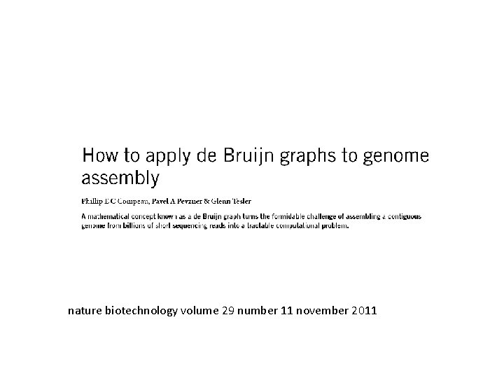 nature biotechnology volume 29 number 11 november 2011 