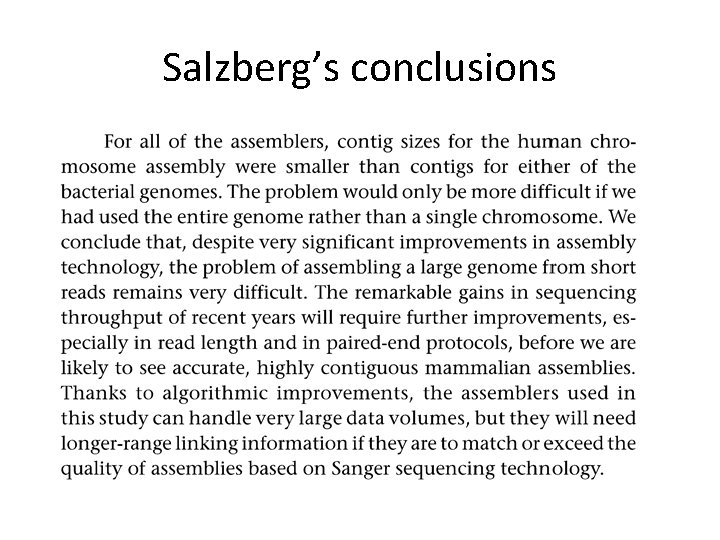 Salzberg’s conclusions 